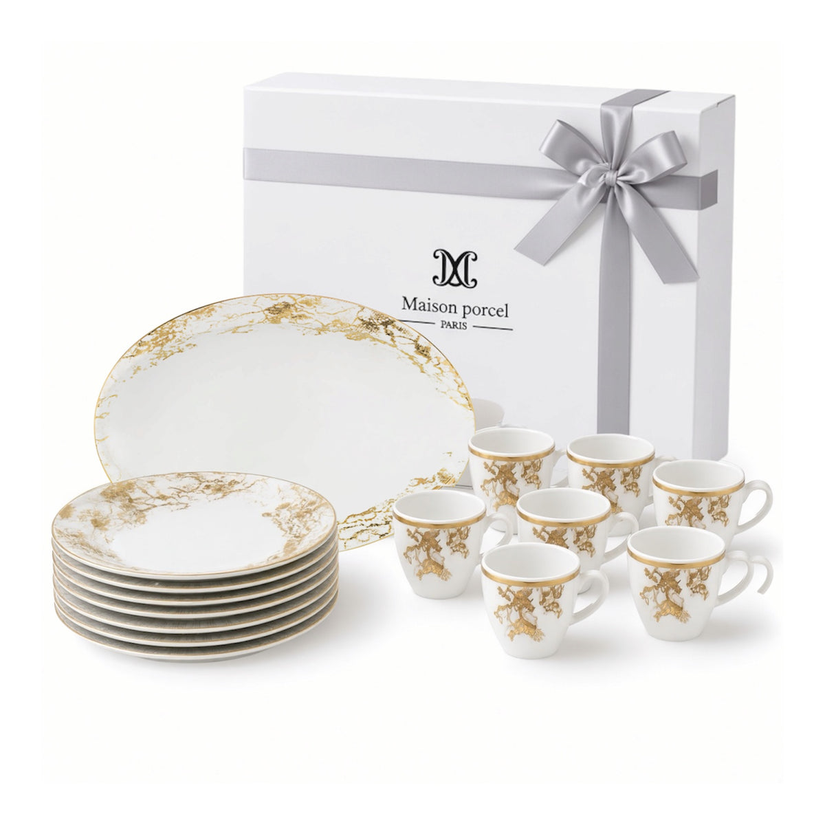 Coffret cadeau en porcelaine 13 pièces - Belle époque
