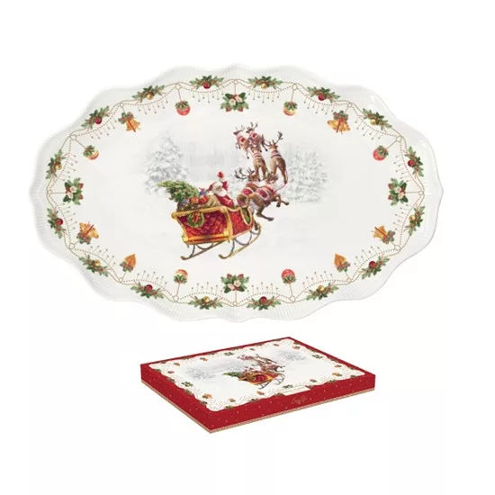 Nostalgic Christmas plat 40cm - Maison porcel  | Porcelaine