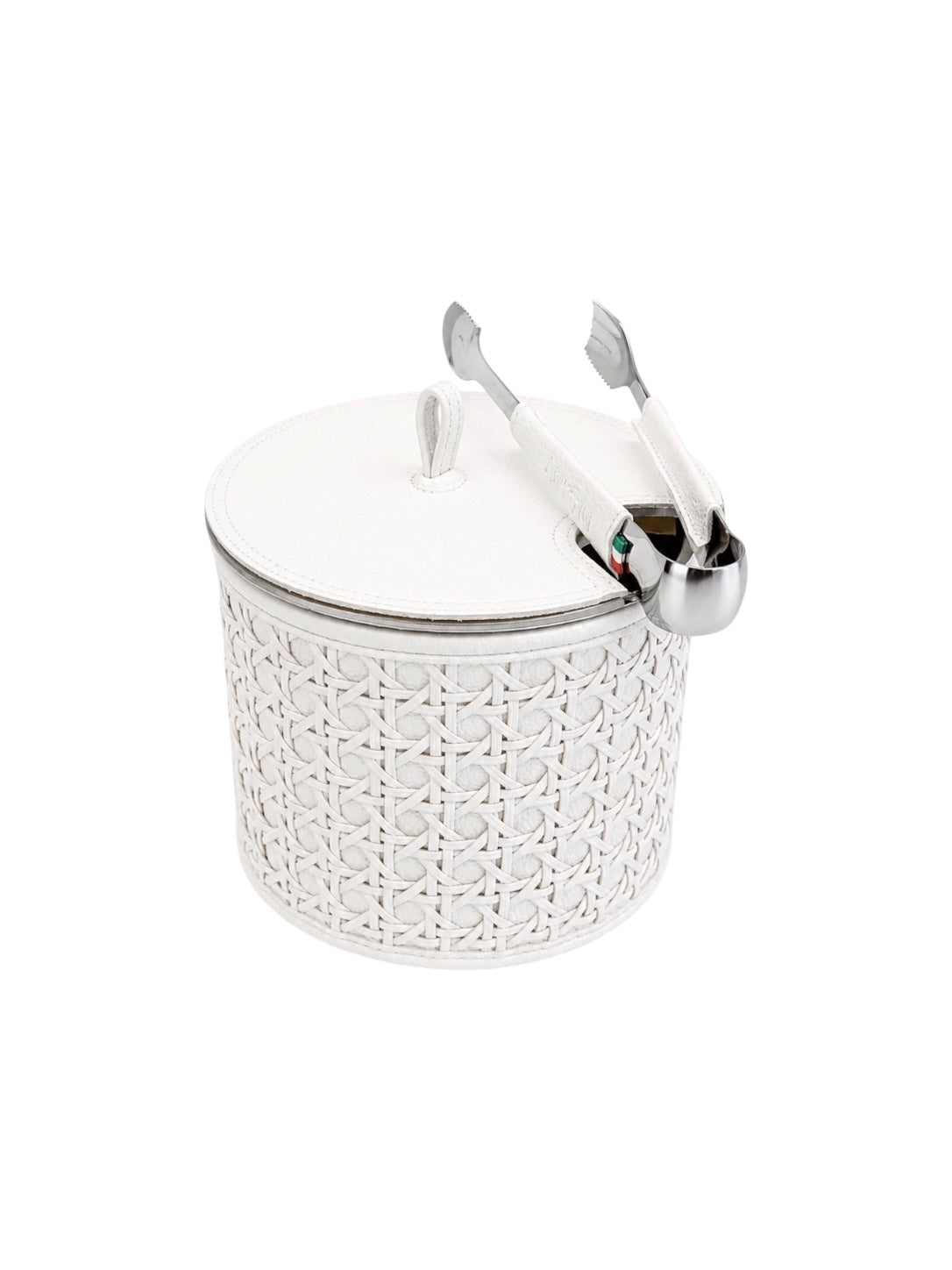 Pot à café Viena en cuir et paille – Blanc