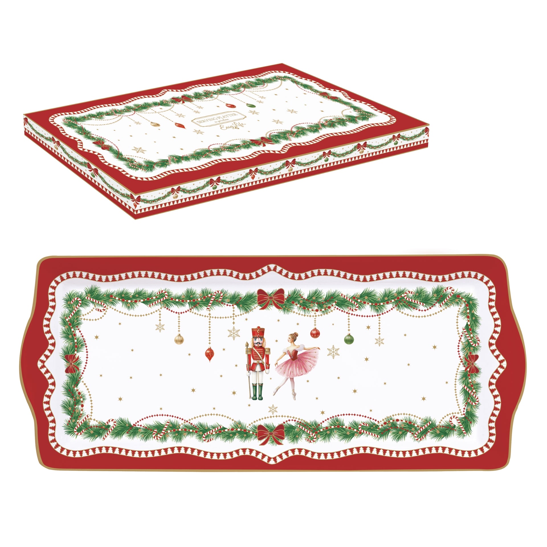 Magie de noël plat à cake 35cm - Maison porcel  | Porcelaine