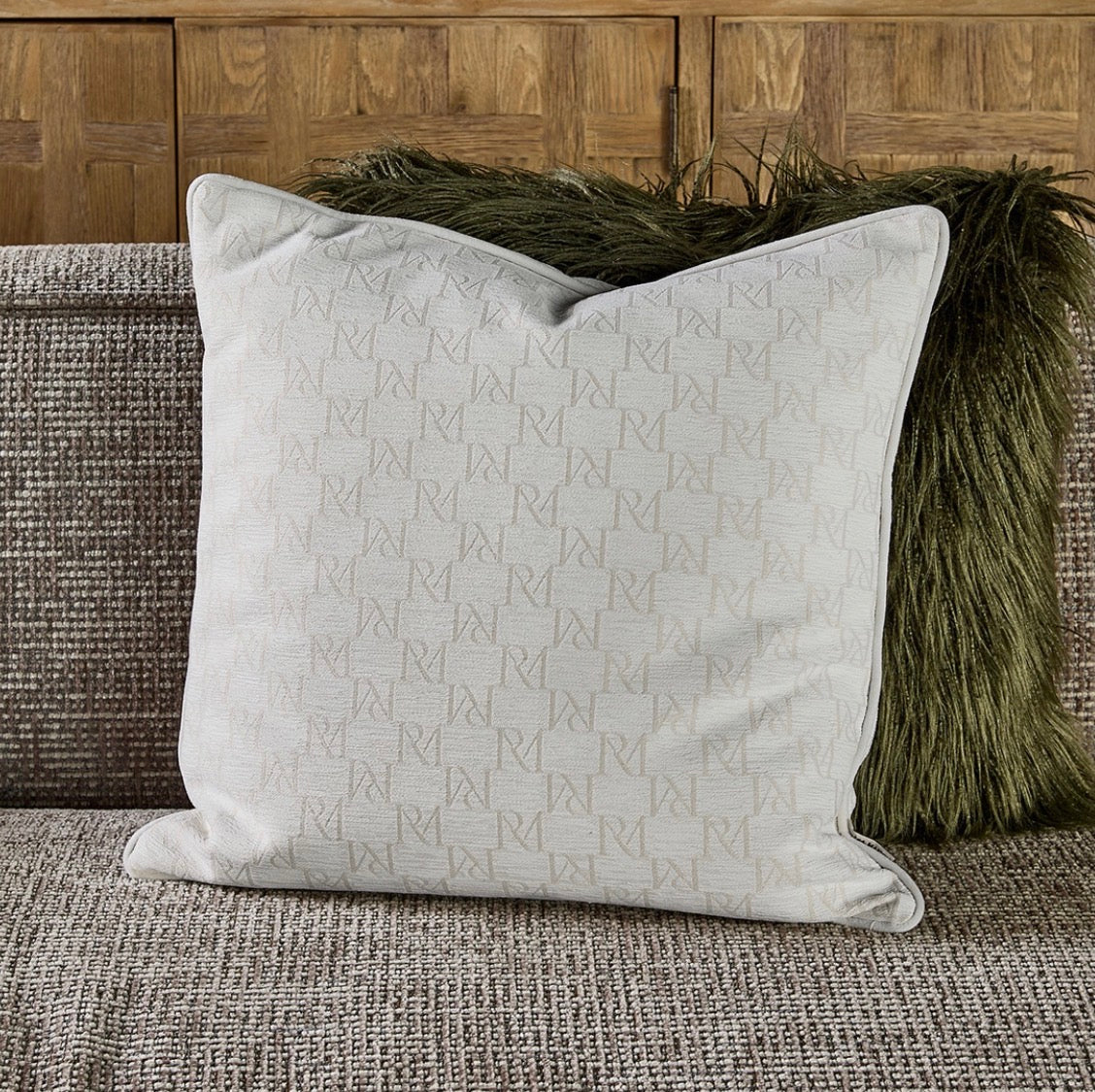 Coussin RM Monogram Blanc 50 cm