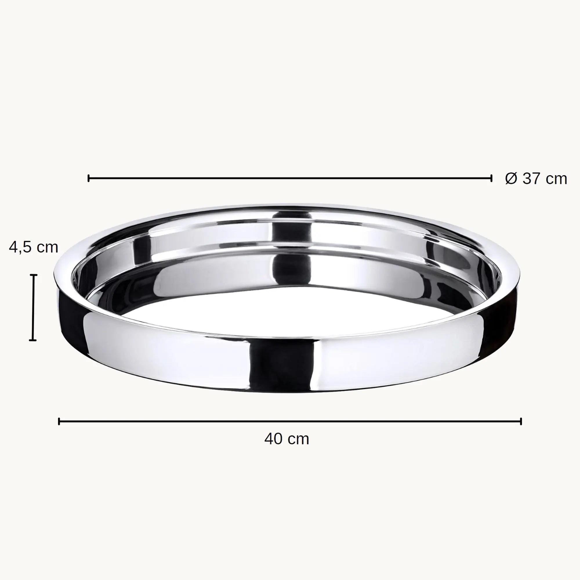 Plateau de Service Alba – Inox Poli Miroir 40 cm