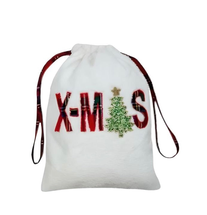 Sac de Noël x-mas 30x40 blanc - Maison porcel  | Porcelaine