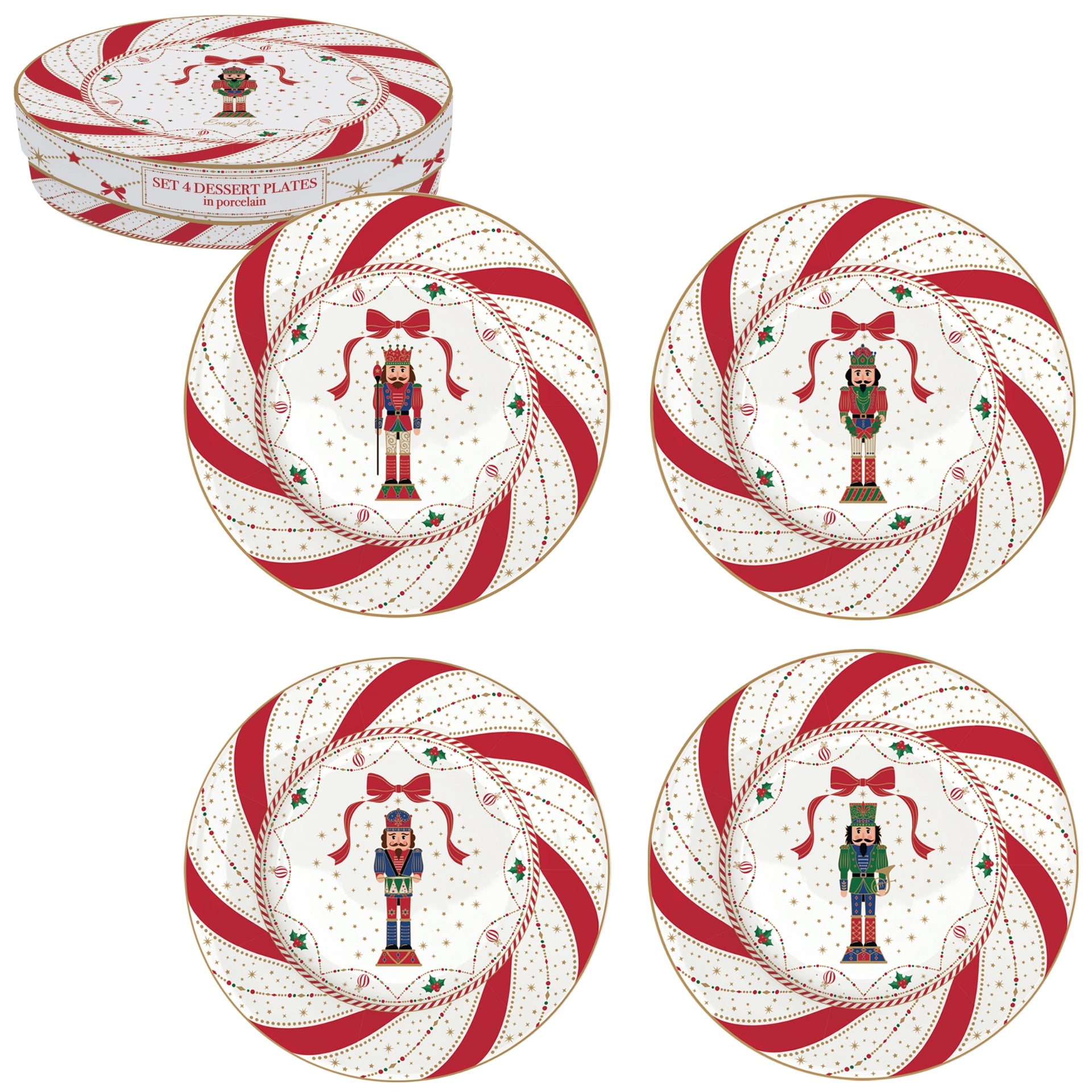 Set of 4 dessert plates - Nutcracker twist