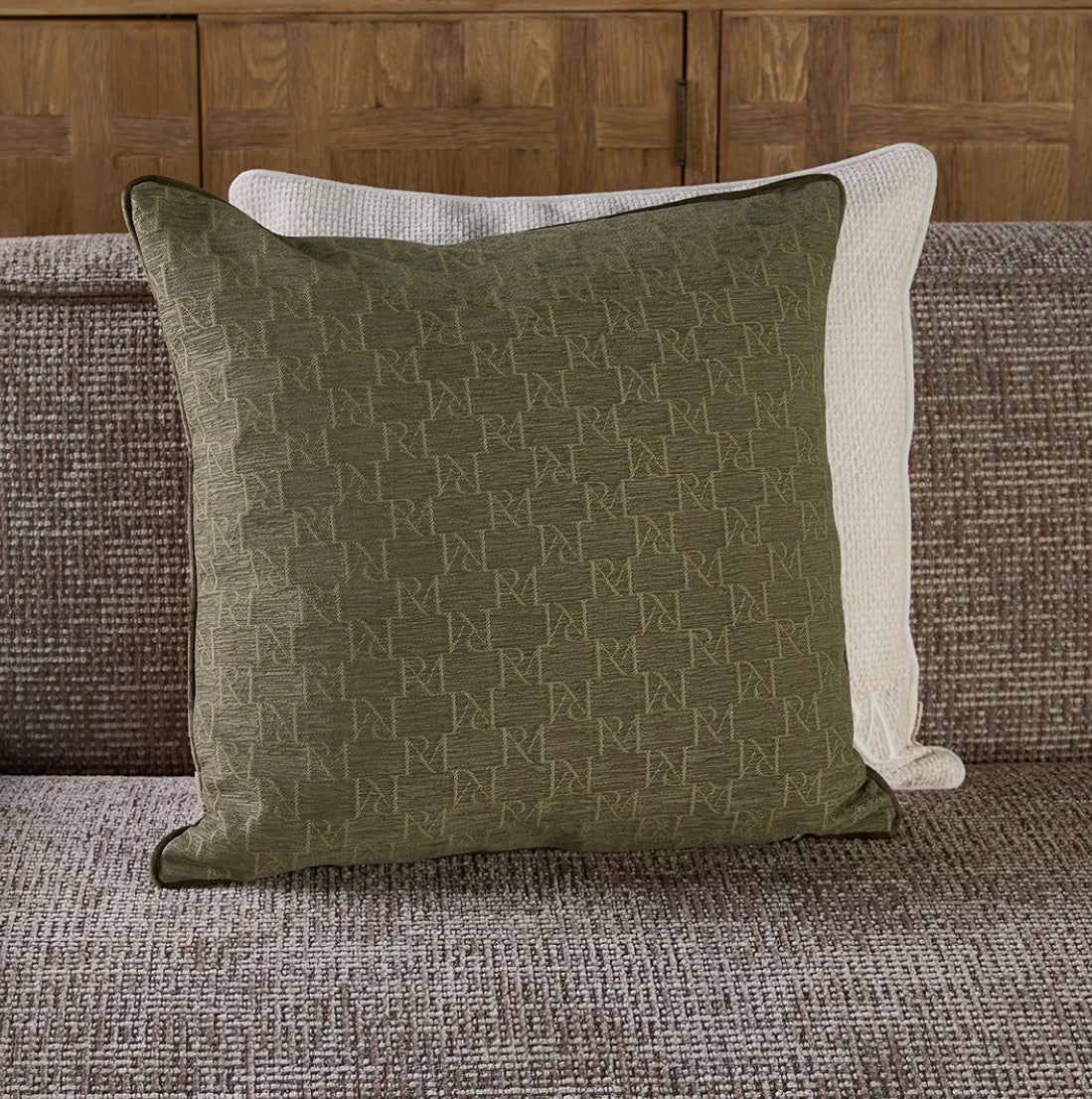 Housse de Coussin RM Monogram Belliere Verte 50