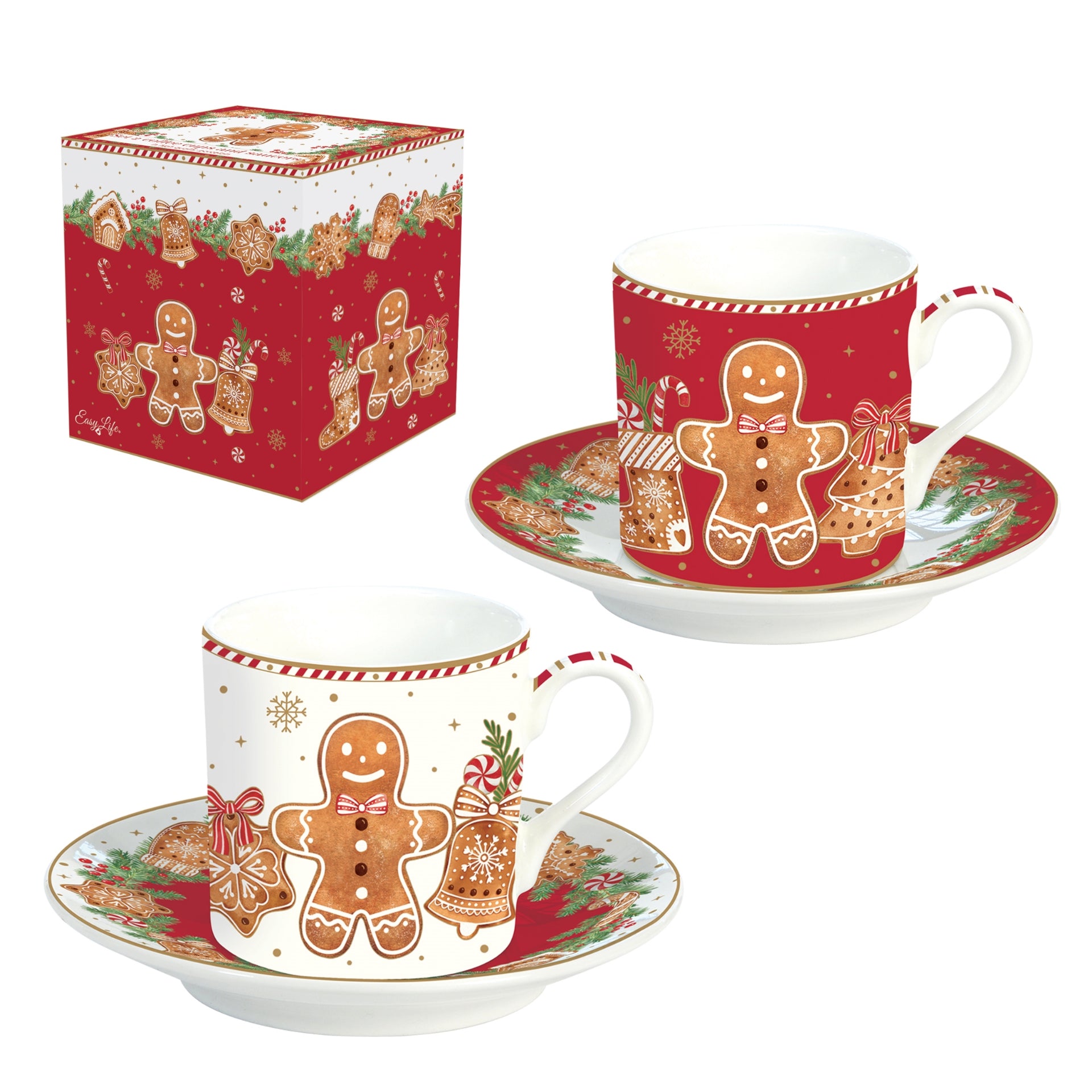 Pain d’épice coffret 2 tasses et soucoupes à café - Maison porcel  | Porcelaine