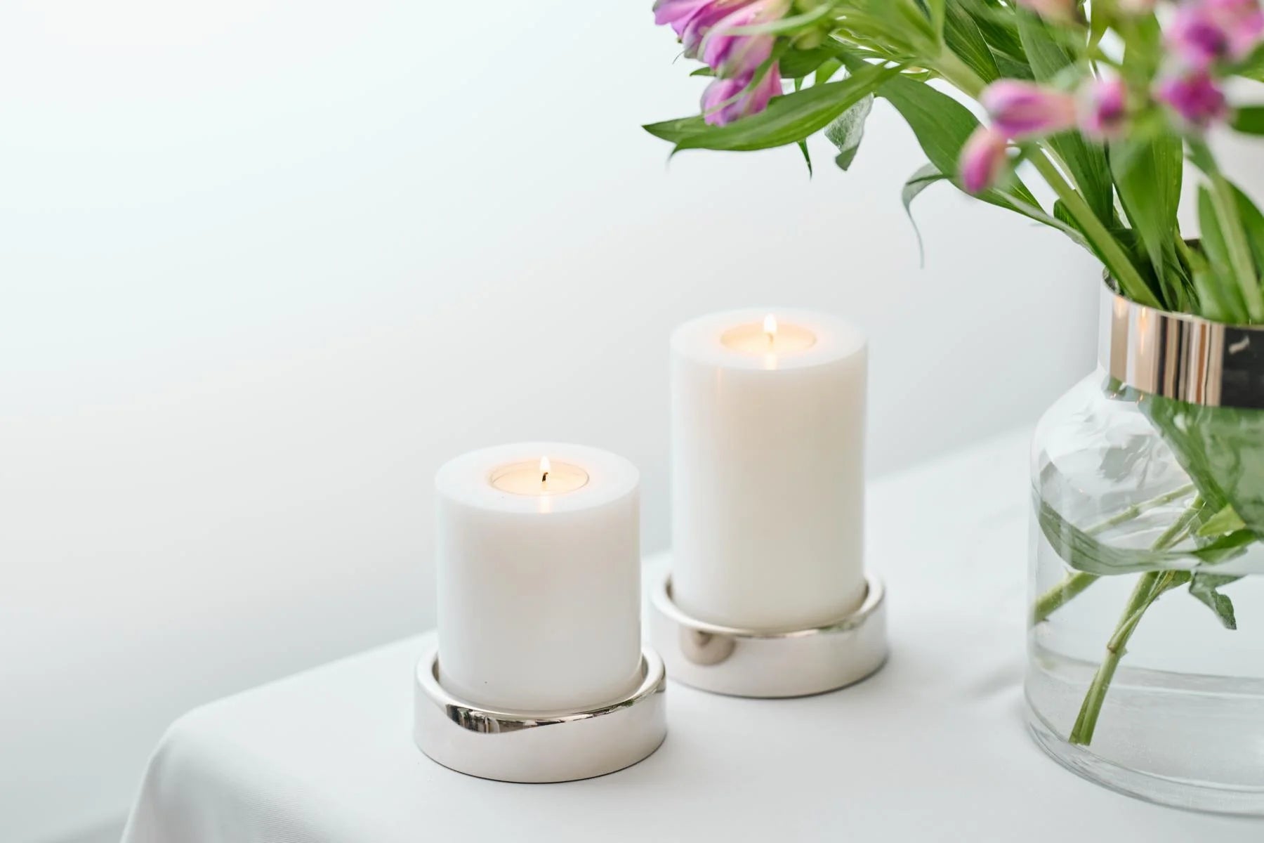 Set 2 ensembles bougies - Argenté Sanremo