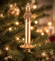 Bougie de Noël dorée clip 14 cm