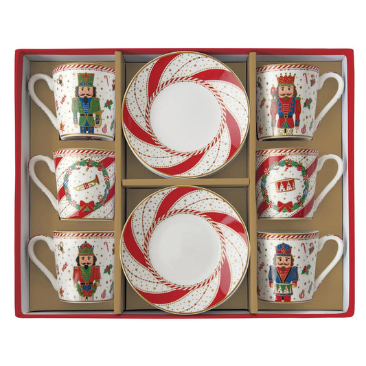 Set of 6 porcelain coffee cups - Nutcracker twist