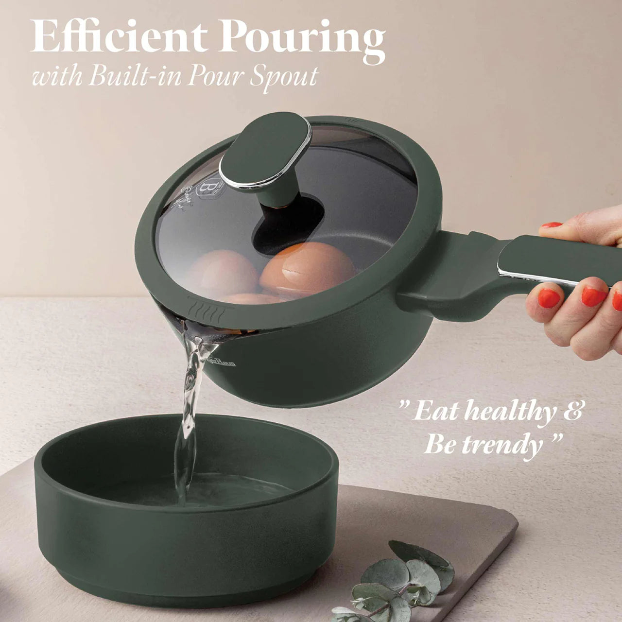 Set de Cuisine 15 Pièces – Vert Mat