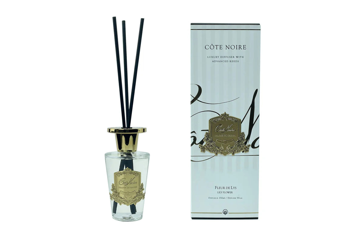 Diffuseur 150ml fleur de lys badge doré