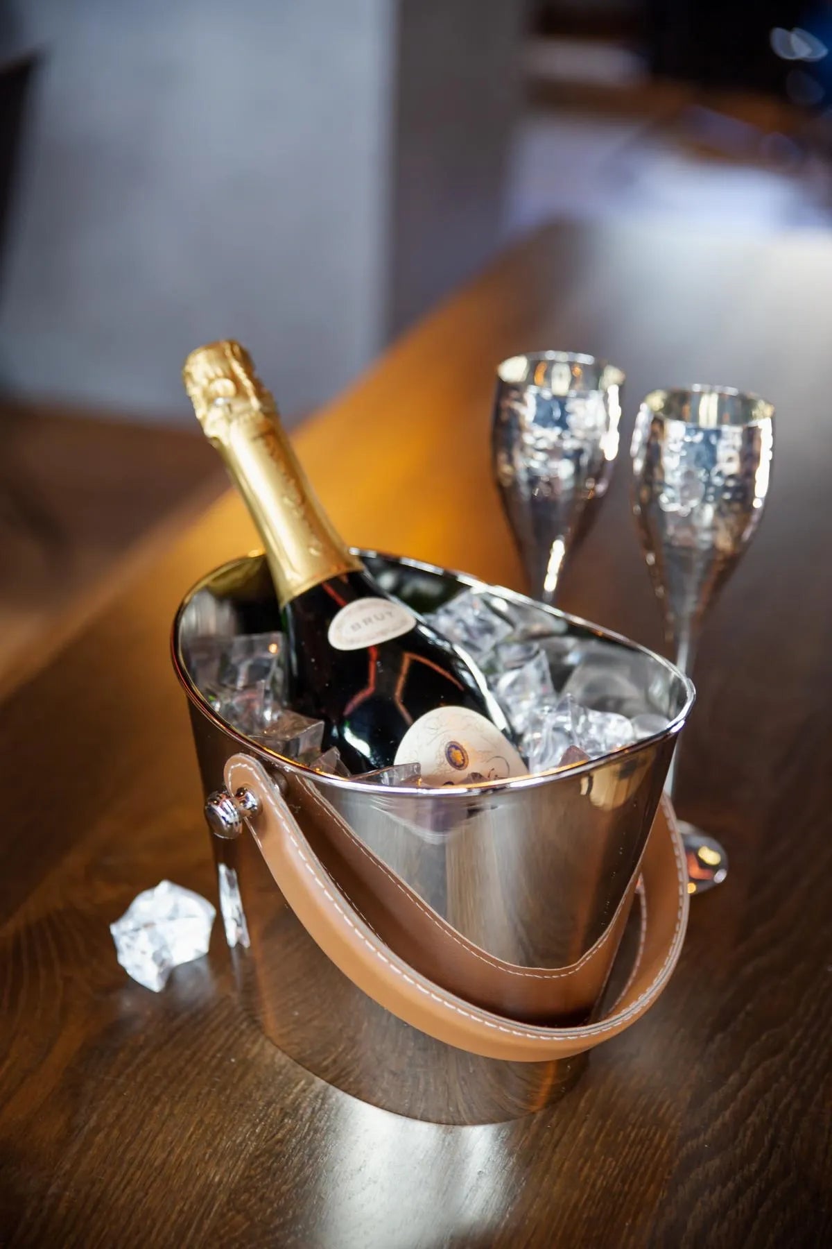 Grand Seau à glace anse en cuir Marron - Gilbert