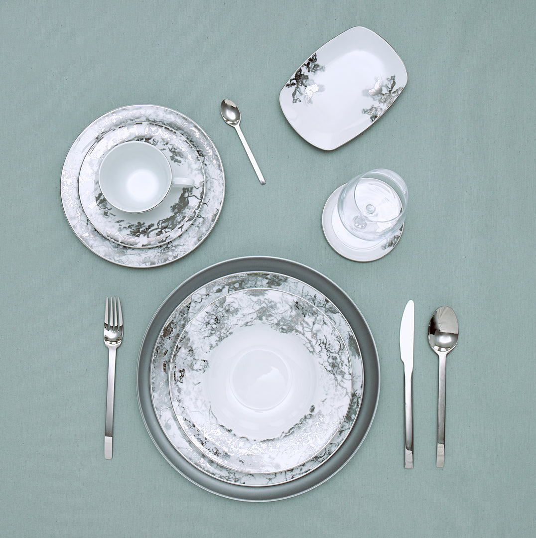 Set of 20 porcelain pieces - Belle Époque silver