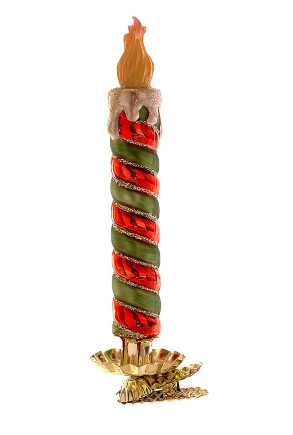 Bougie de Noël rouge, verte et dorée -17 cm