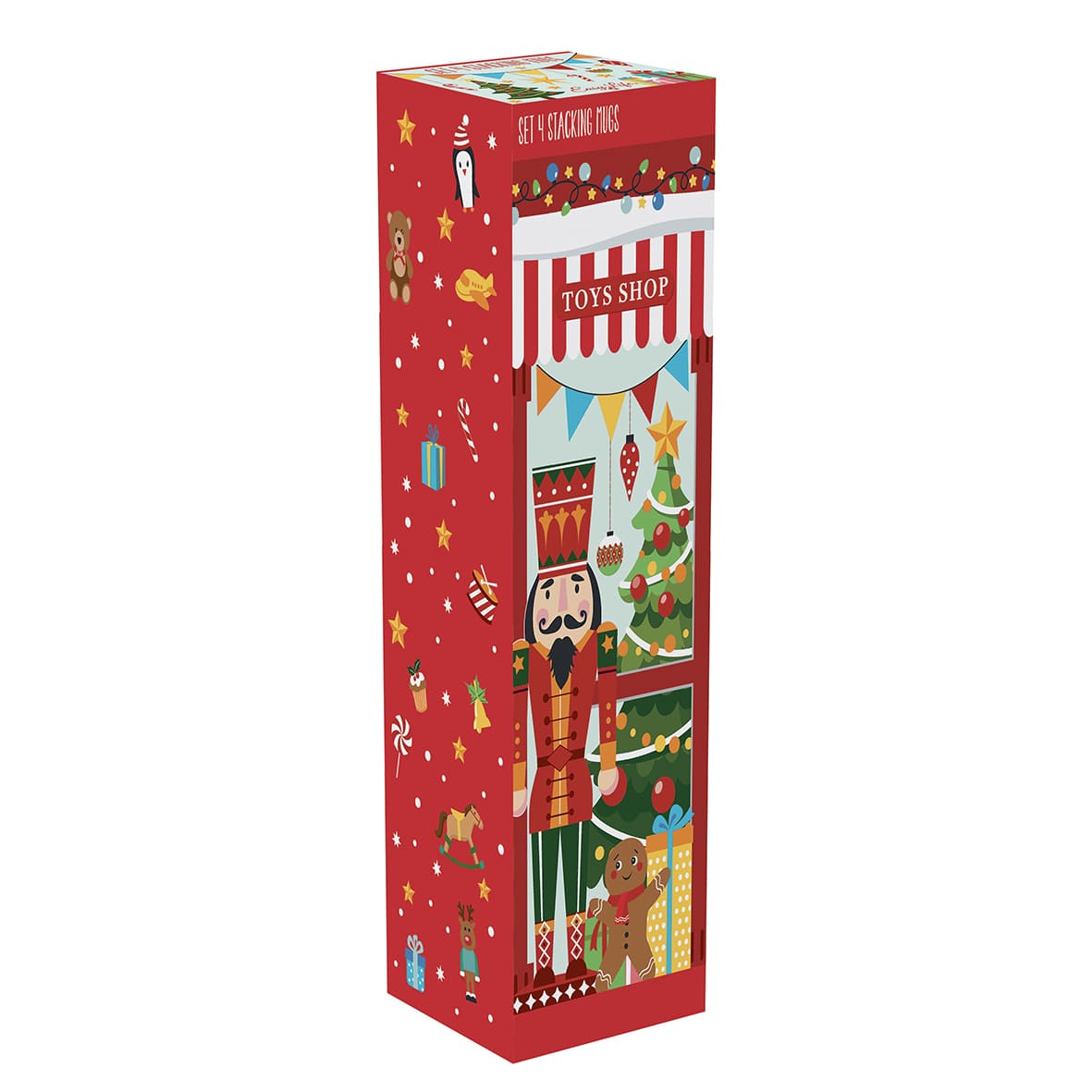 Coffret de 4 mugs empilables - Noël Casse noisette