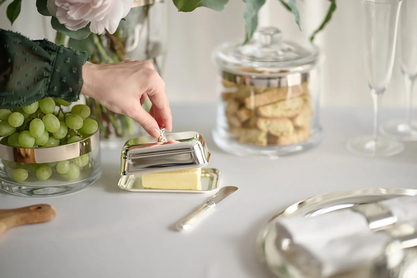 Beurrier Argentée Mary – Avec Couteau Inclus