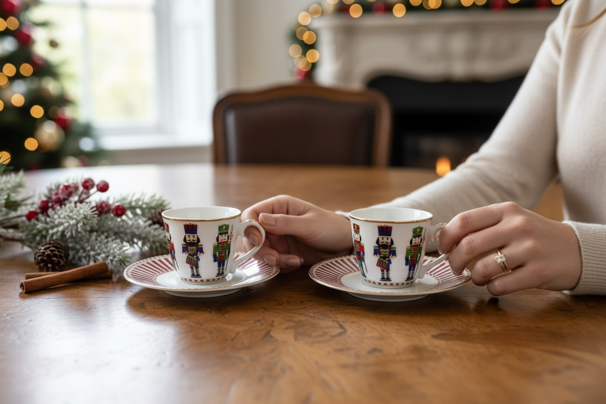 Nutcracker coffret 2 tasses à café + soucoupes