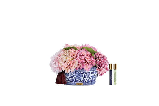 Bouquet d'Hortensias rose - Vase ovale moyen