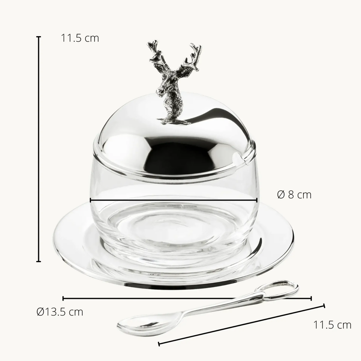 Coupelle en verre et métal argenté - tête de cerf