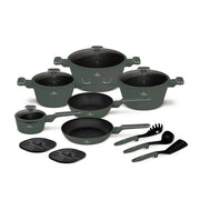 Set de Cuisine 15 Pièces – Vert Mat