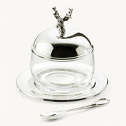 Coupelle en verre et métal argenté - tête de cerf