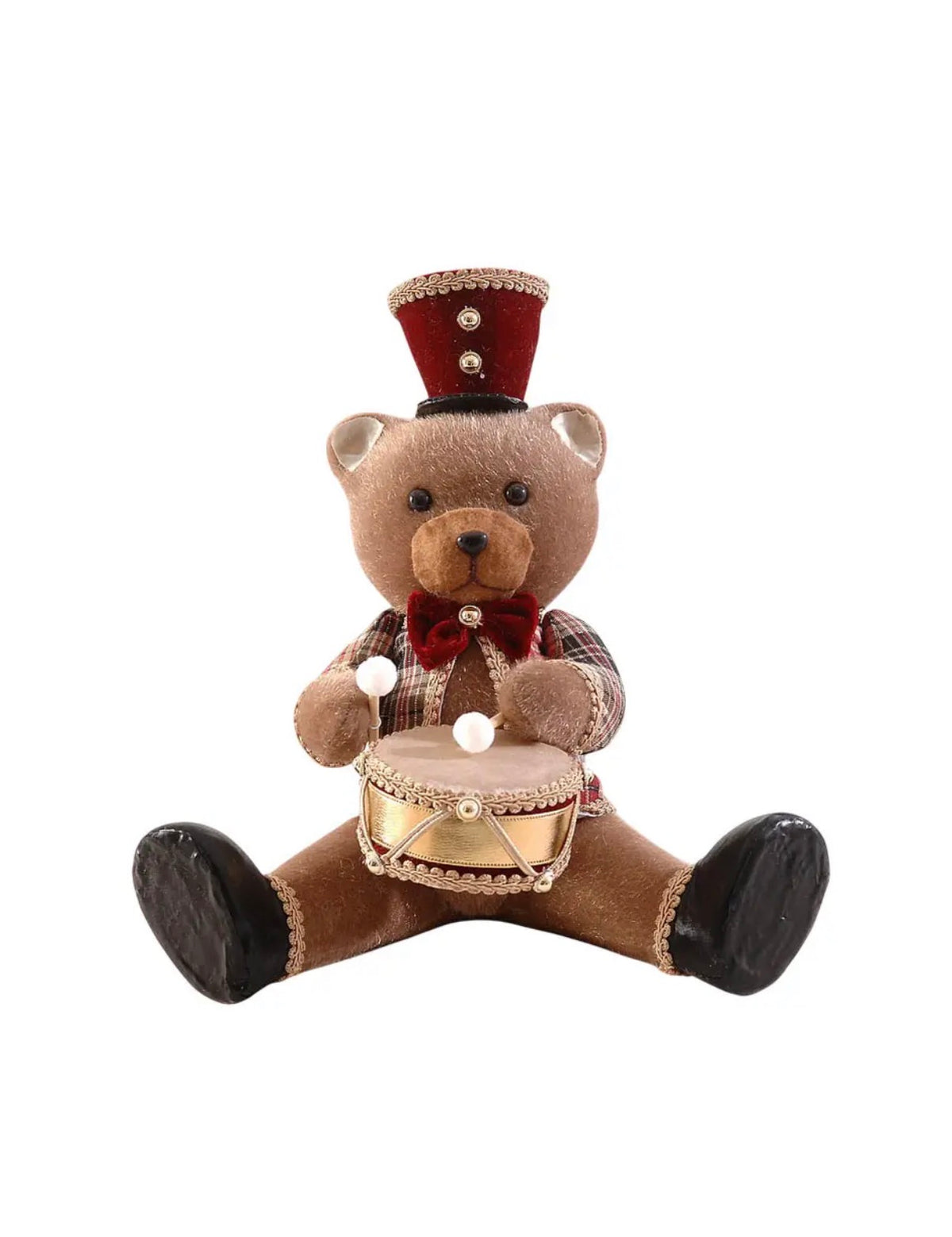 Ours assis avec Tambour de Noël – 33 cm