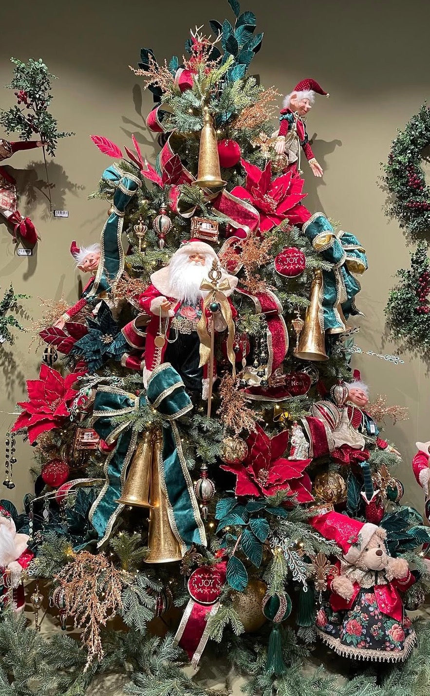 Ruban de Noël en velours vert et dorées 10 cm