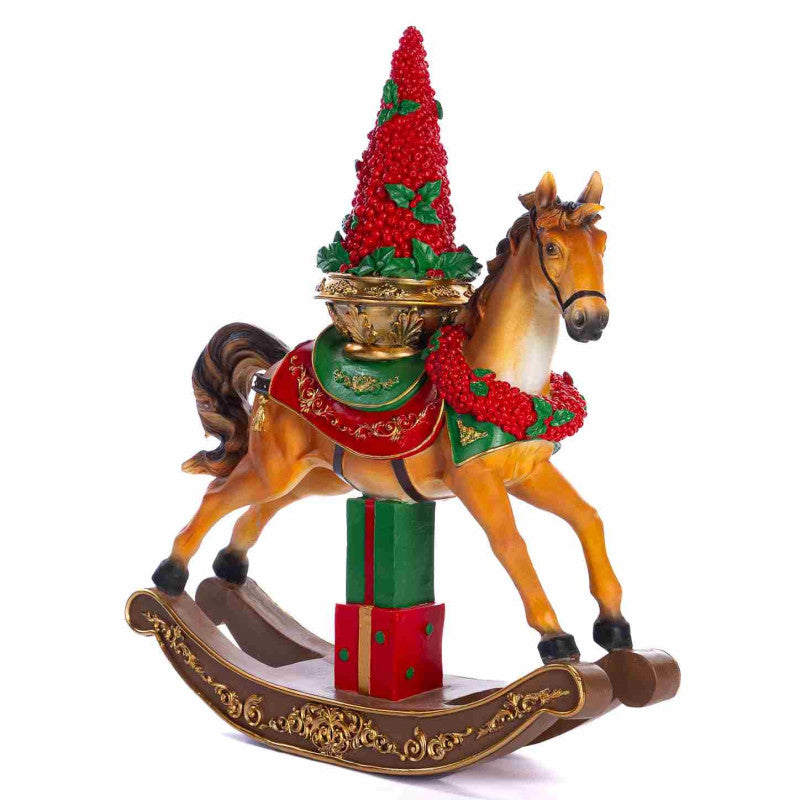 Cheval à bascule de Noël avec sapin et cadeaux 43 cm