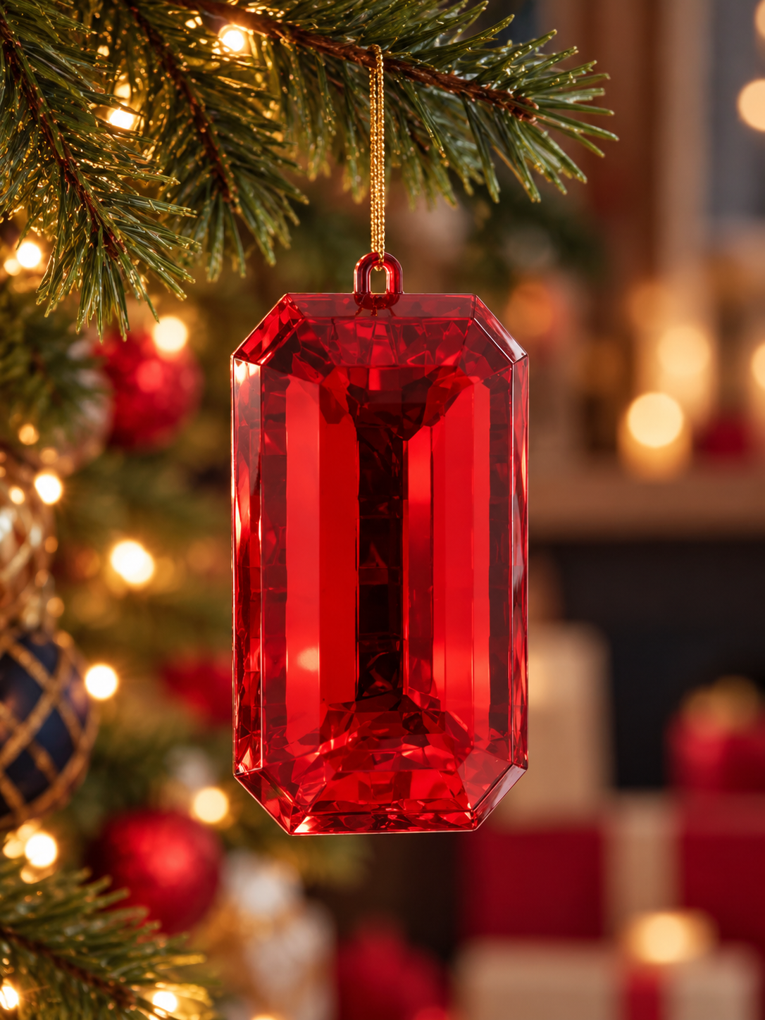 Suspension de Noël Diamant Rouge 15 cm