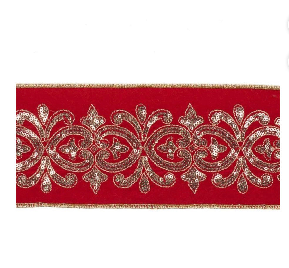 Ruban de Noël Royal Fleur de Lys – Velours