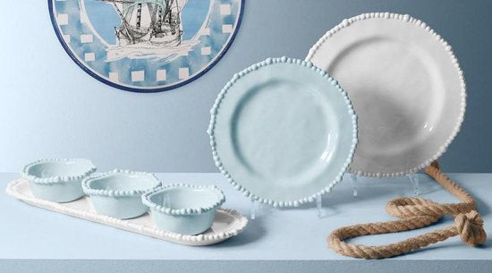 Joke assiette plate 28cm bleue - Maison porcel  | Porcelaine