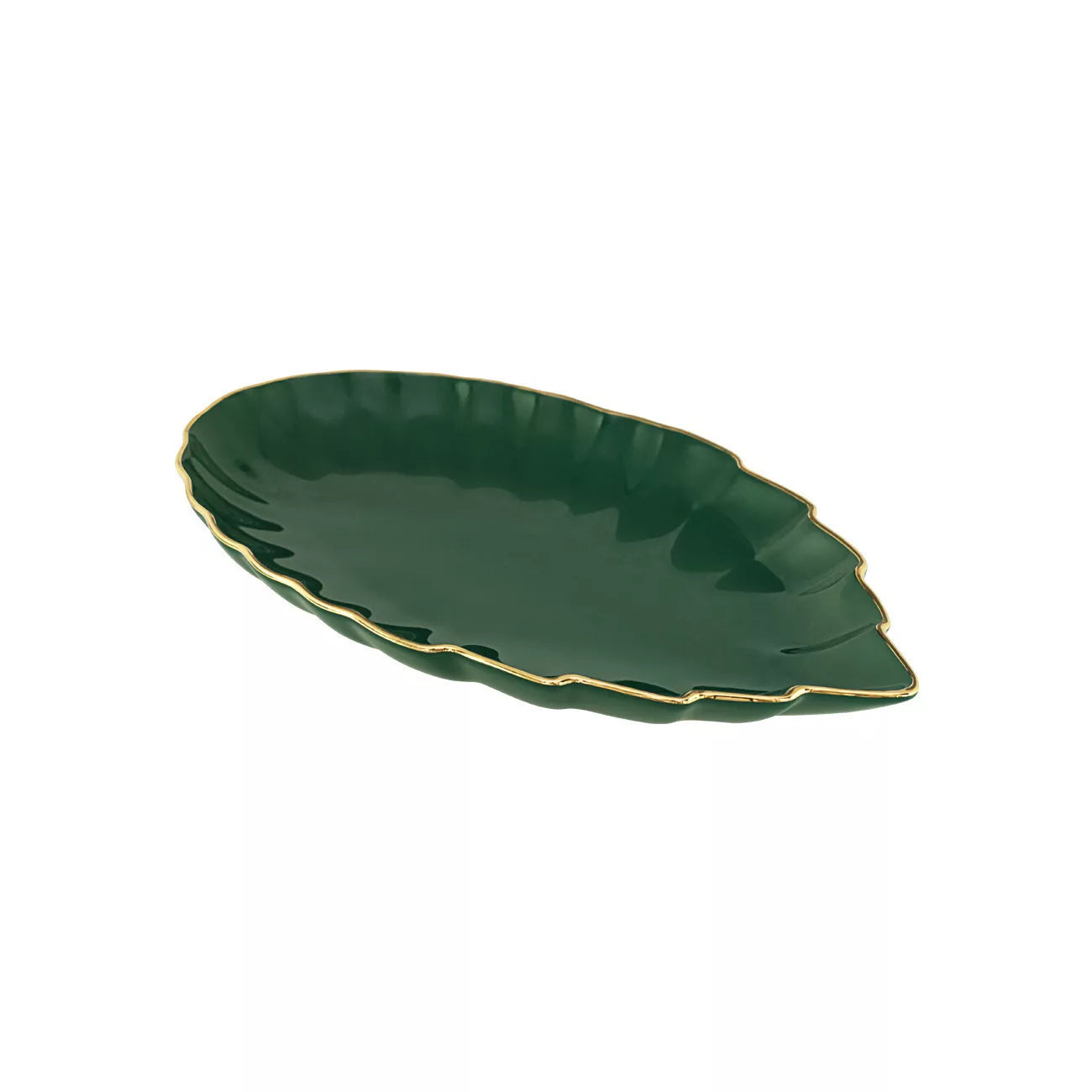 Liberty plat feuille vert - Maison porcel  | Porcelaine