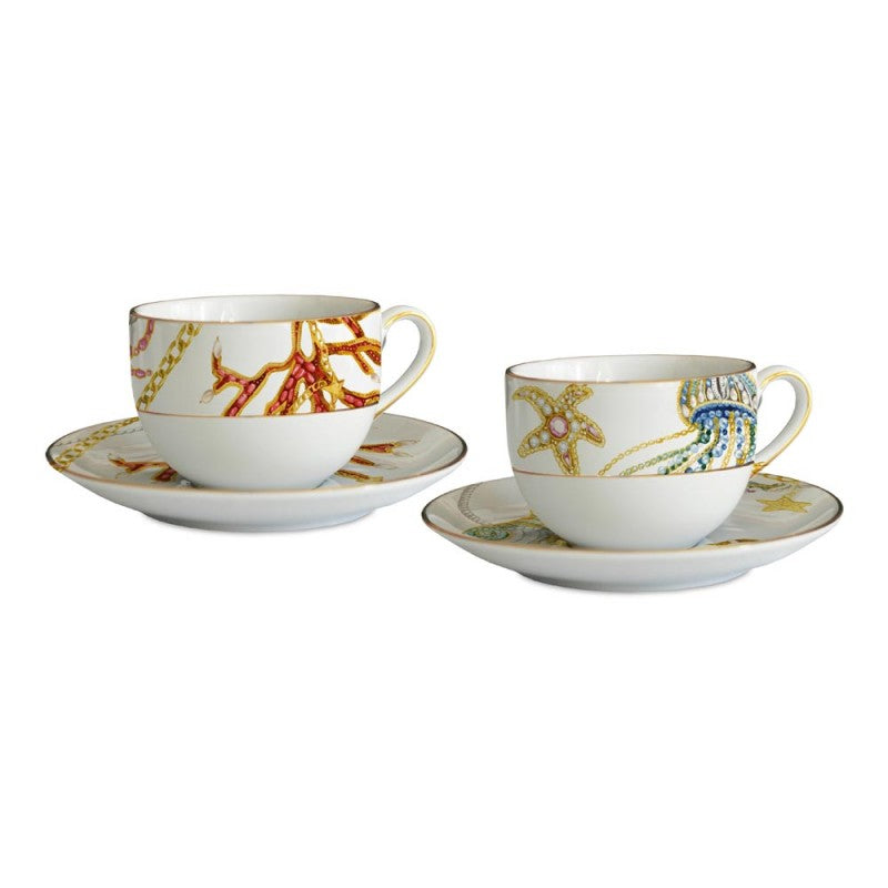 Portofino 2 tasses à café + soucoupes - Maison porcel  | Porcelaine