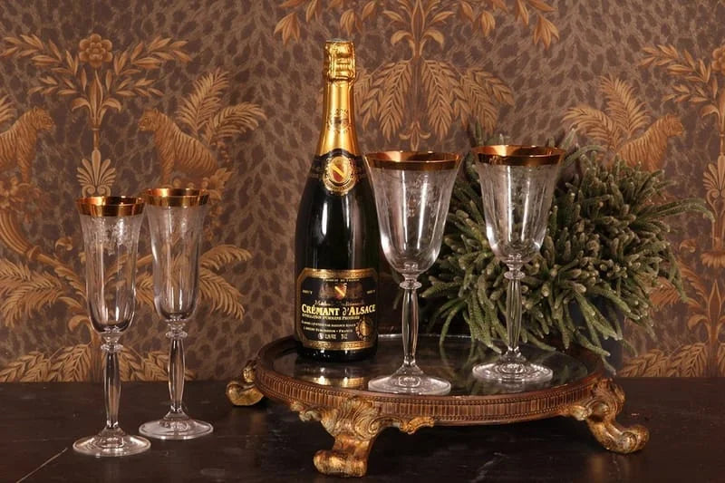 Lot 4 verre à vin Versailles doré - Maison porcel  | Porcelaine