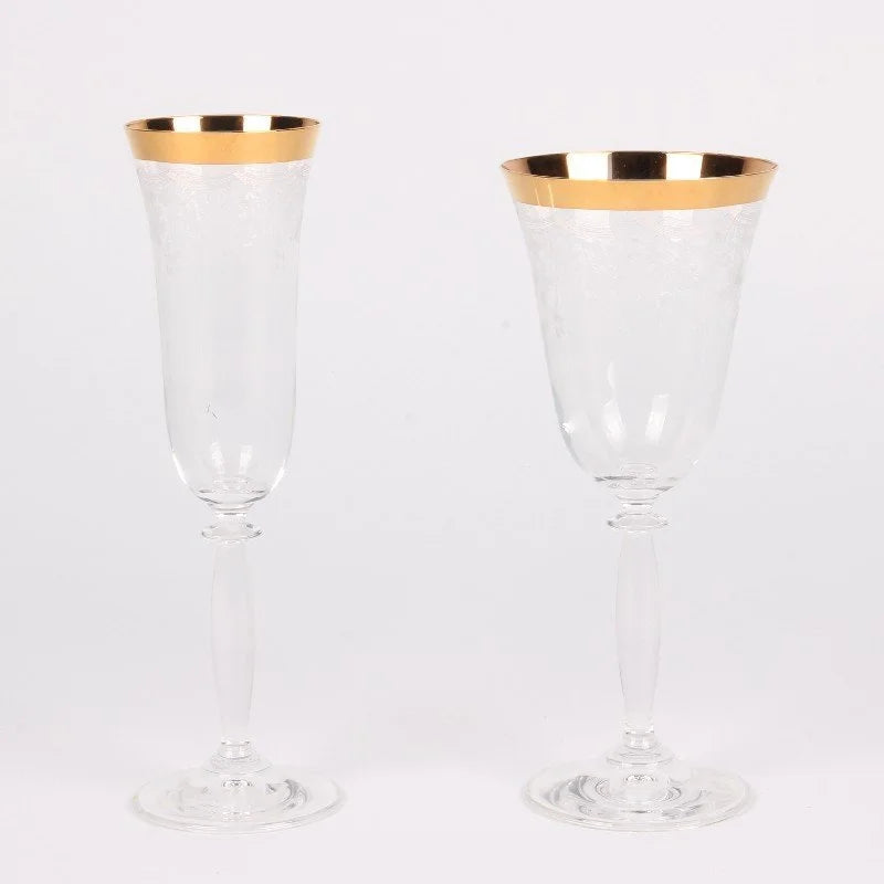 Lot 4 verre à vin Versailles doré - Maison porcel  | Porcelaine