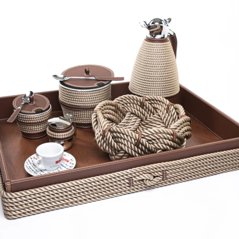 Plateau rectangle 62cm marron - Maison porcel  | Porcelaine
