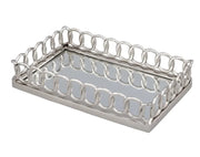 Plateau maillon rectangle argent - Maison porcel  | Porcelaine