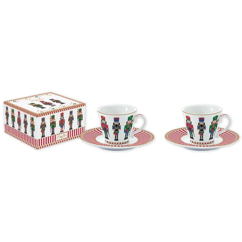 Nutcracker coffret 2 tasses à café + soucoupes - Maison porcel  | Porcelaine
