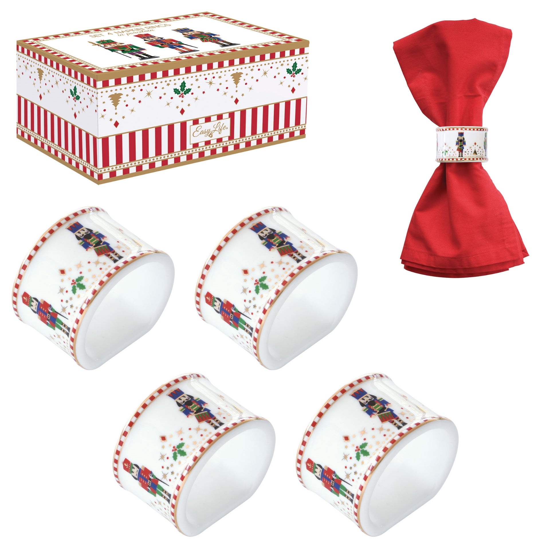 Nutcracker 4 ronds de serviette - Maison porcel  | Porcelaine
