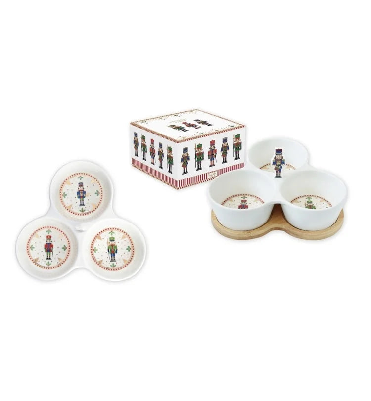 Nutcracker plat apéritif 3 coupelles - Maison porcel  | Porcelaine