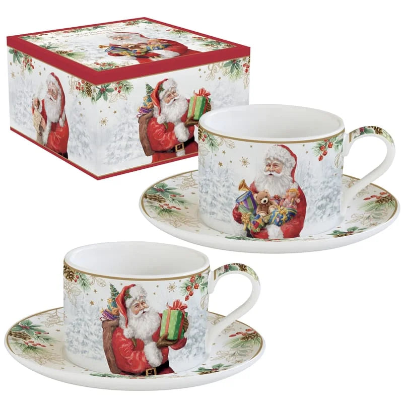 Santa coffret 2 tasse à thé - Maison porcel  | Porcelaine