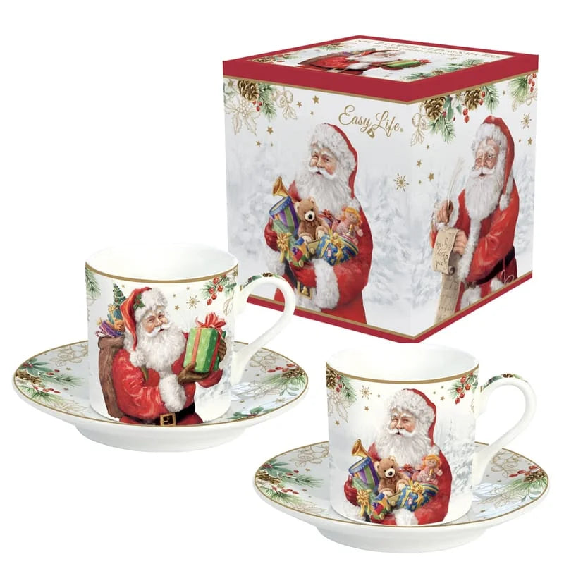 Santa coffret 2 tasses à café - Maison porcel  | Porcelaine
