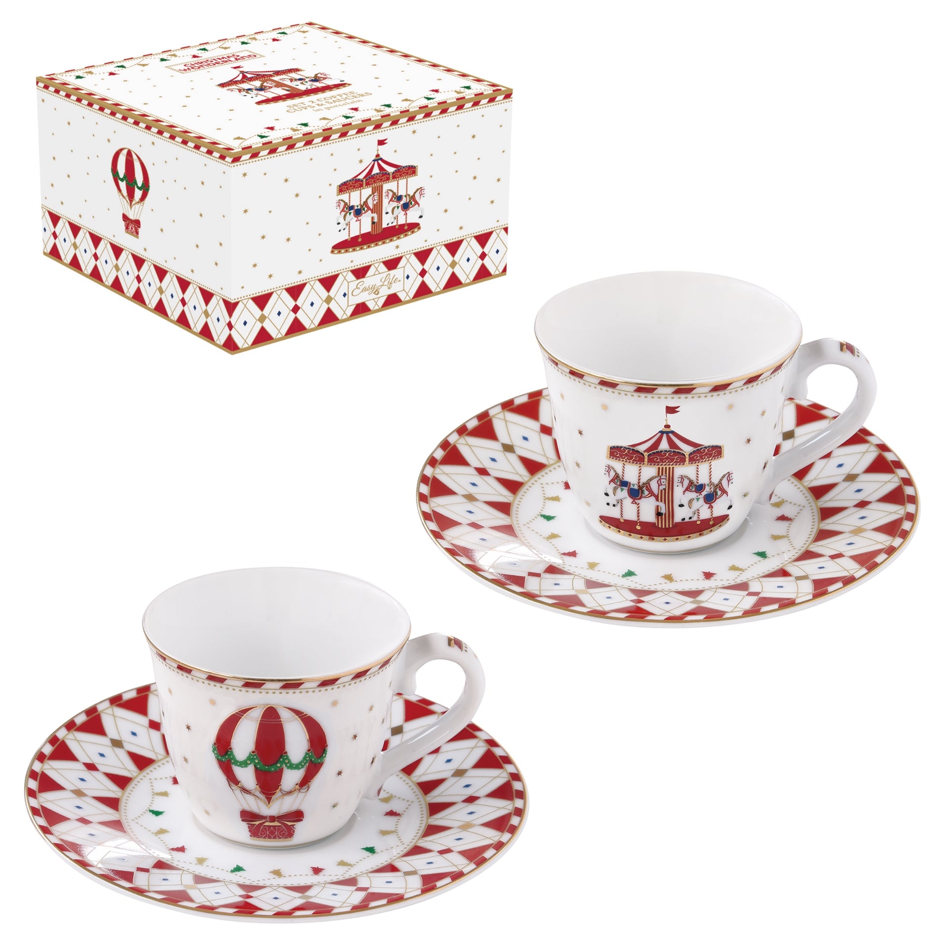 Wonderland coffret 2 tasses à café - Maison porcel  | Porcelaine