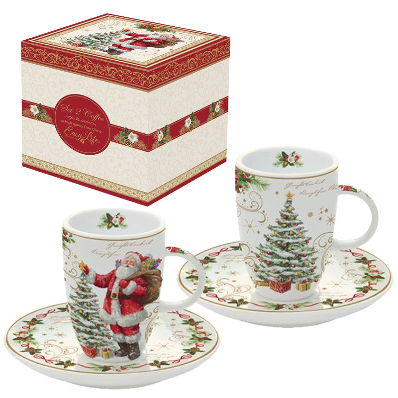 Magic Christmas coffret 2 tasses à café - Maison porcel  | Porcelaine