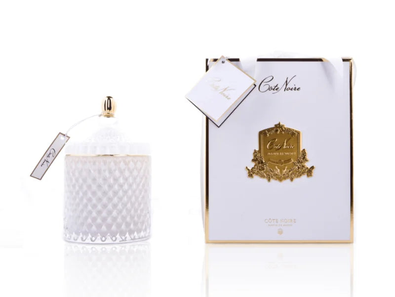 Grande bougie art deco doré blanc - Maison porcel  | Porcelaine