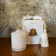 Grande bougie art deco doré blanc - Maison porcel  | Porcelaine