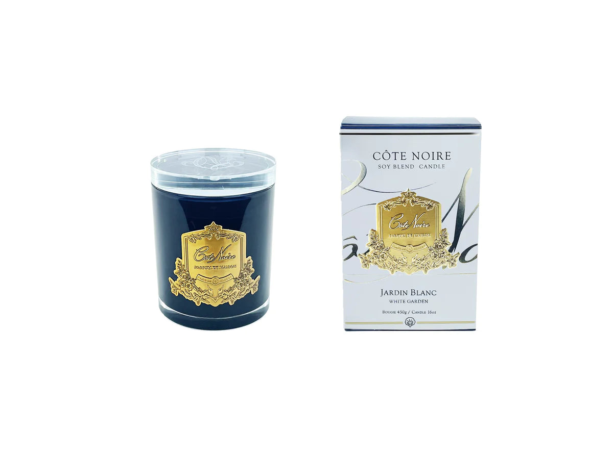 Bougie 450g jardin blanc doré - Maison porcel  | Porcelaine