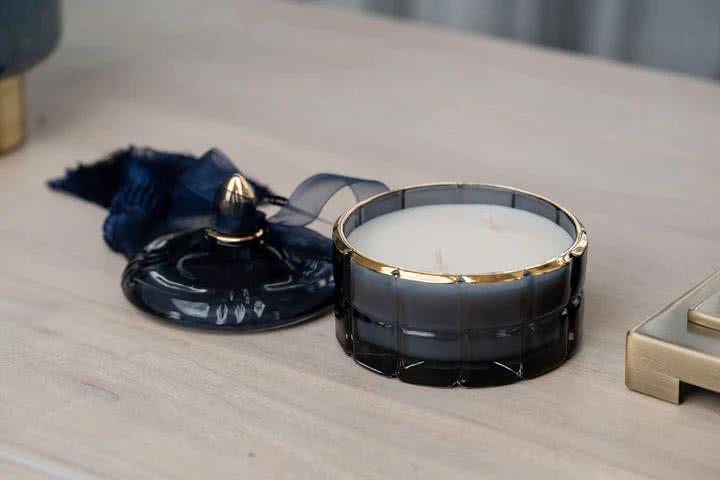 Bougie art deco bleue - Maison porcel  | Porcelaine