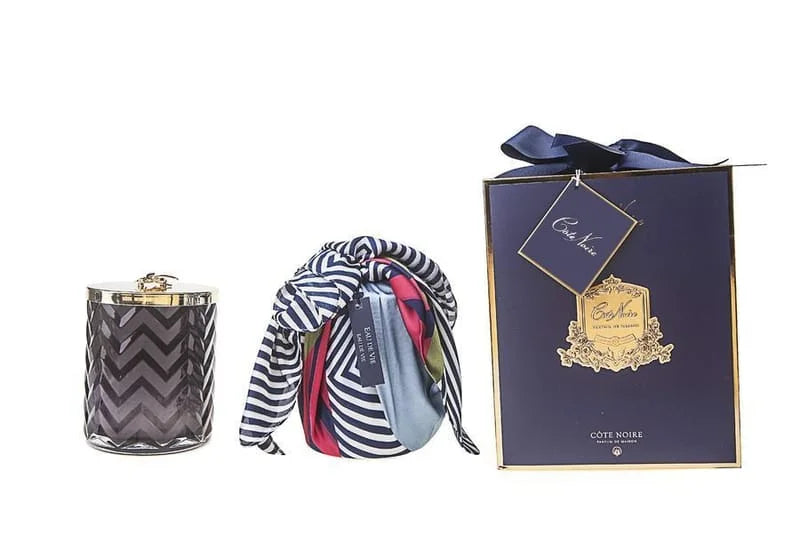 Bougie foulard bleue - Maison porcel  | Porcelaine