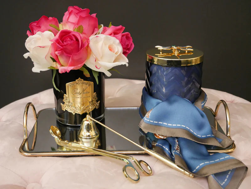 Bougie foulard bleue - Maison porcel  | Porcelaine